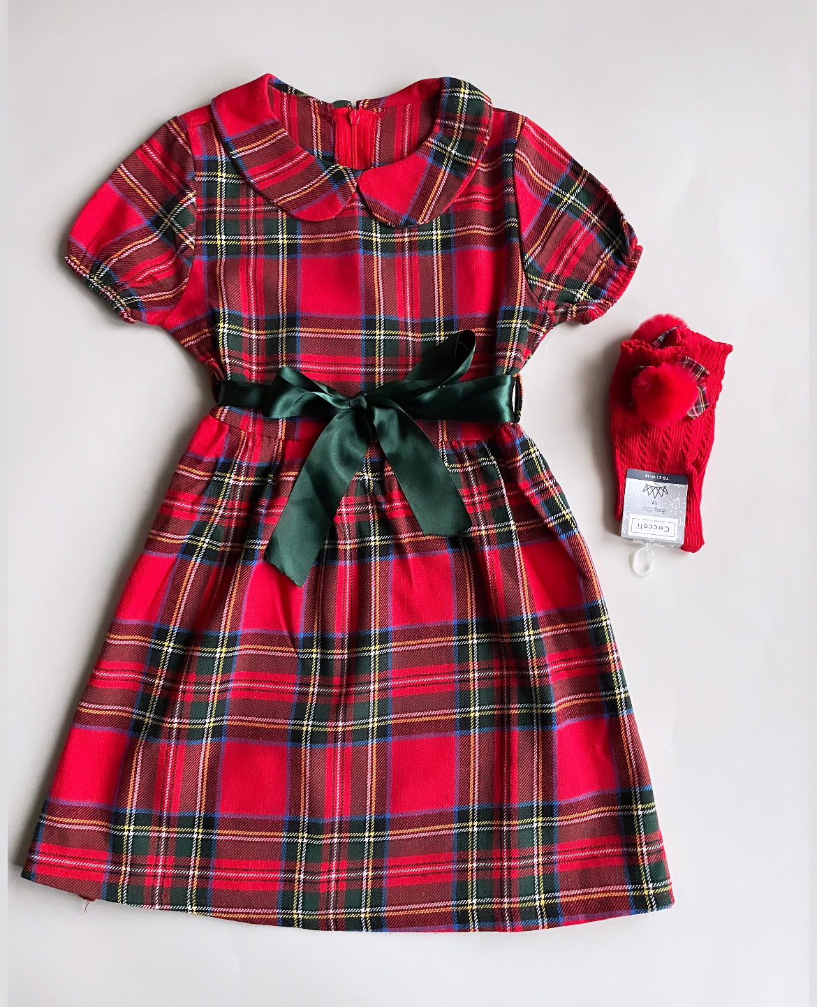 Vestito scozzese fiocco raso