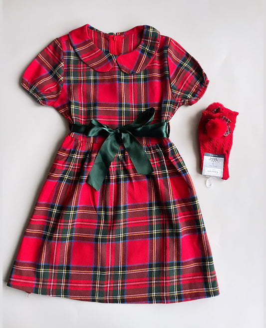 Vestito scozzese fiocco raso